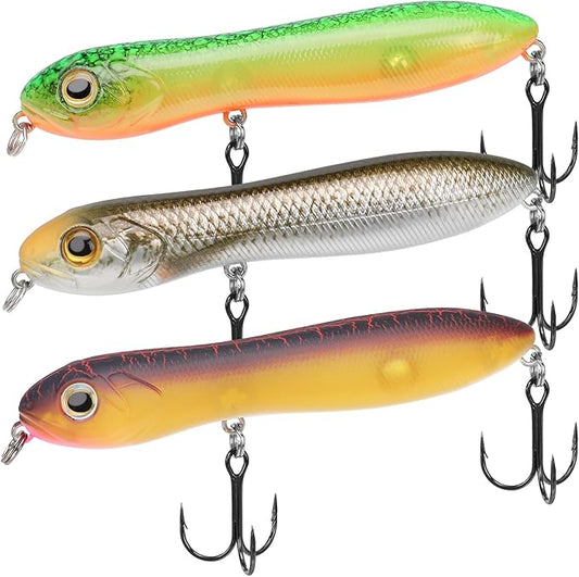 TRUSCEND PoPobait with BKK Hooks, Top Water Plopper Fishing Lures for Bass Walleye Pike Catfish Musky Perch, Floating Lure for Freshwater or Saltwater, Amazing Teasers Fishing Gifts for Family Fishing