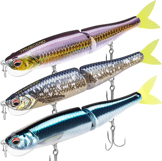 TRUSCEND Easy Catch Swimmax, Magic Noisy Turbulent Wiggling and Vibrating Actions for More Bites, Segmented Swimbait Jointed by Dyneema Strongest Fiber, Lifelike Fishing Lures for Relax Family Fishing