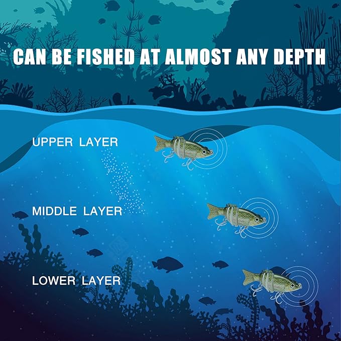TRUSCEND Easy Catch Swimmax, Magic Noisy Turbulent Wiggling and Vibrating Actions for More Bites, Segmented Swimbait Jointed by Dyneema Strongest Fiber, Lifelike Fishing Lures for Relax Family Fishing