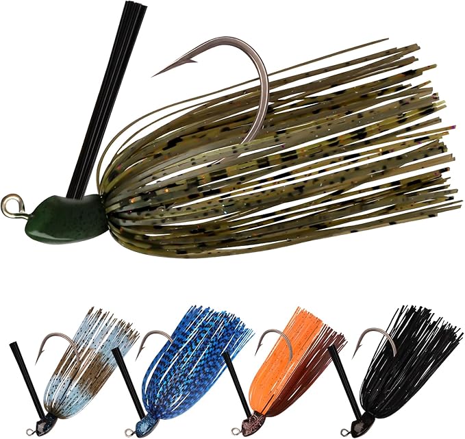 TRUSCEND Fishing Jigs with Ultra Smooth Teflon Hook, Tour Grade Titanium Weed Guard Swim Jigs, Valuable Weedless Skirted Jig, Well-Made Fishing Lures for Crappie Bass Trout, Freshwater Fishing Gear