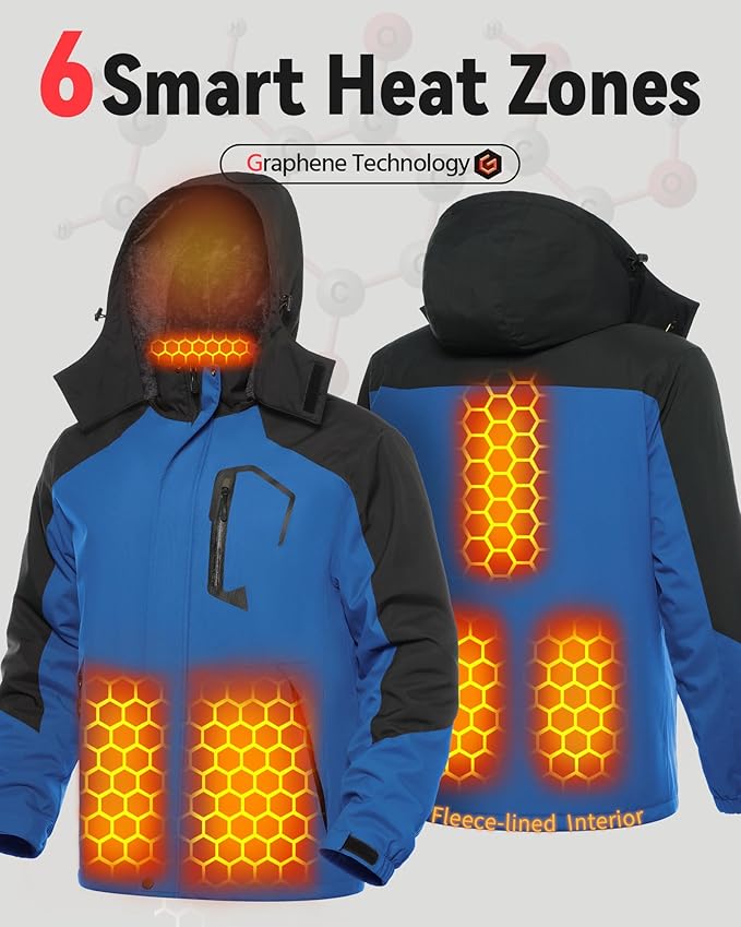 Wulcea Graphene Heated Jacket for Men Fur Lined with Large Capacity Battery Pack