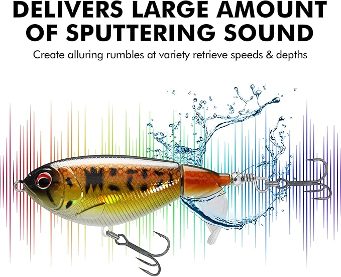 TRUSCEND PoPobait with BKK Hooks, Top Water Plopper Fishing Lures for Bass Walleye Pike Catfish Musky Perch, Floating Lure for Freshwater or Saltwater, Amazing Teasers Fishing Gifts for Family Fishing