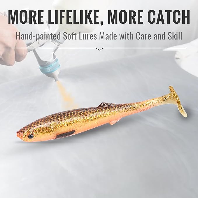 TRUSCEND Easy Catch Soft Lures, Unique Vibrating Swim Action and Trembly Sinking Move for More Bites, Amazing Soft Swimbaits for Family Fishing, Well-Made Fishing Lures for Bass Trout Crappie Walleye