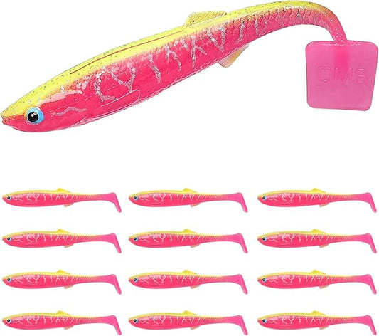 TRUSCEND Easy Catch Soft Lures, Unique Vibrating Swim Action and Trembly Sinking Move for More Bites, Amazing Soft Swimbaits for Family Fishing, Well-Made Fishing Lures for Bass Trout Crappie Walleye