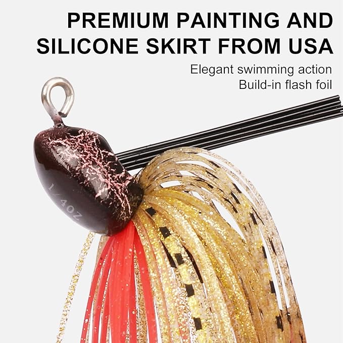 TRUSCEND Fishing Jigs with Ultra Smooth Teflon Hook, Tour Grade Titanium Weed Guard Swim Jigs, Valuable Weedless Skirted Jig, Well-Made Fishing Lures for Crappie Bass Trout, Freshwater Fishing Gear