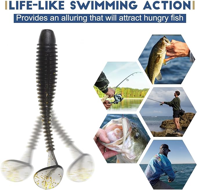 Swimbaits Paddle 50PCS, 2.55 Inchs Paddle Tail, Soft Lure for Trout Crappie Bass, Durable Plastic Bait Swimmer for Saltwater/Freshwater, Fishing Lover's Gift