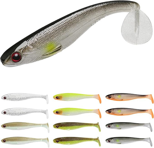 TRUSCEND Easy Catch Soft Lures, Unique Vibrating Swim Action and Trembly Sinking Move for More Bites, Amazing Soft Swimbaits for Family Fishing, Well-Made Fishing Lures for Bass Trout Crappie Walleye