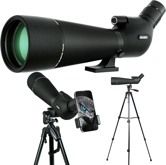 25-75x80 Spotting Scope for Target Shooting with Upgraded Tripod Carrying Bag and Phone Adapter Spotter Scope for Bird Watching, Wildlife Viewing, Black
