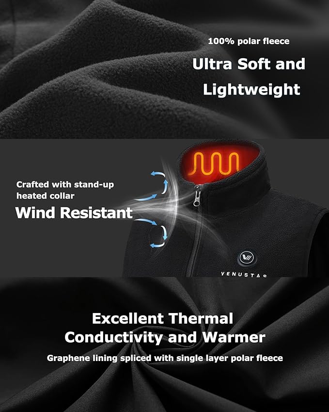 Venustas Women's Fleece Heated Vest with Battery, Lightweight Electric Heated Coat