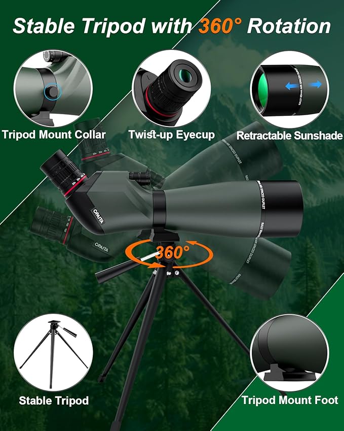 25-75X80 Spotting Scope for Shooting Hunting - Spotter Scopes with Tripod Phone Adapter Waterproof HD Scope for Target Shooting Bird Watching