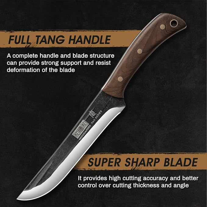 6.7 Inch Boning Knife for Meat Cutting, Super Sharp Fillet Knife for Fish, High Carbon Steel Hand Forged Butcher Knives for Brisket Trimming, BBQ, Camping