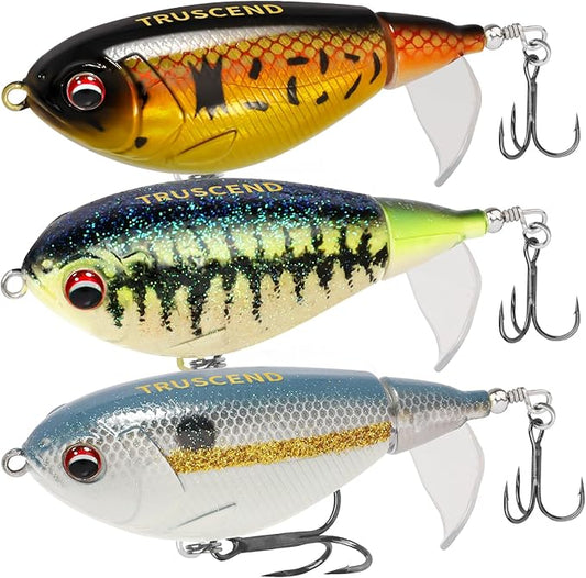 TRUSCEND PoPobait with BKK Hooks, Top Water Plopper Fishing Lures for Bass Walleye Pike Catfish Musky Perch, Floating Lure for Freshwater or Saltwater, Amazing Teasers Fishing Gifts for Family Fishing
