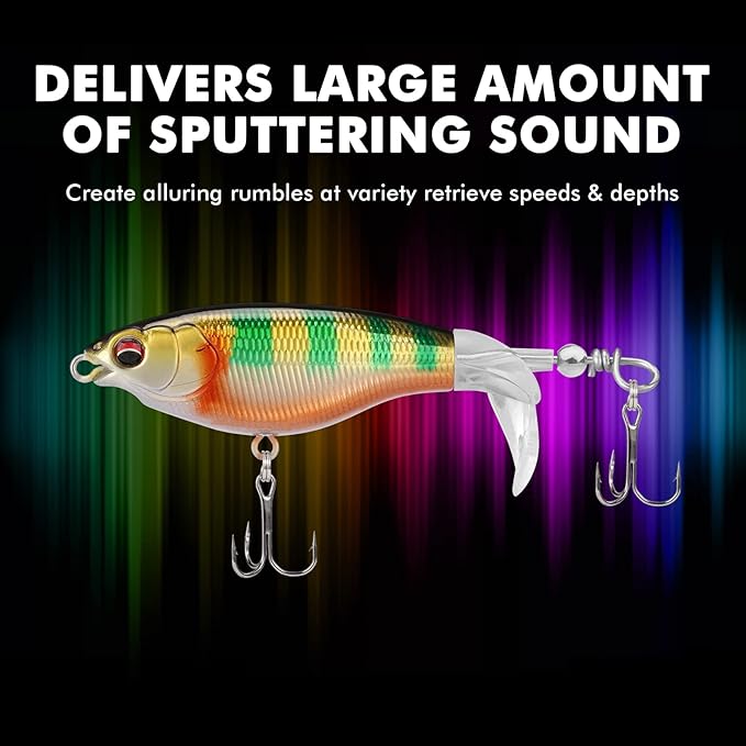 TRUSCEND PoPobait with BKK Hooks, Top Water Plopper Fishing Lures for Bass Walleye Pike Catfish Musky Perch, Floating Lure for Freshwater or Saltwater, Amazing Teasers Fishing Gifts for Family Fishing