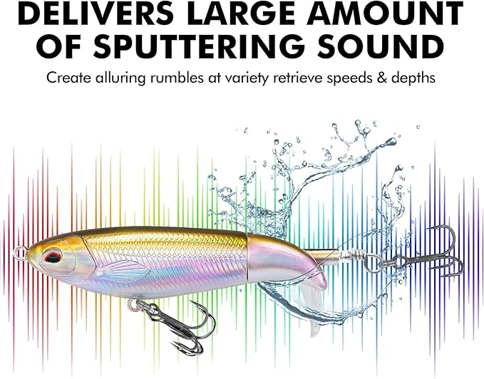 TRUSCEND PoPobait with BKK Hooks, Top Water Plopper Fishing Lures for Bass Walleye Pike Catfish Musky Perch, Floating Lure for Freshwater or Saltwater, Amazing Teasers Fishing Gifts for Family Fishing