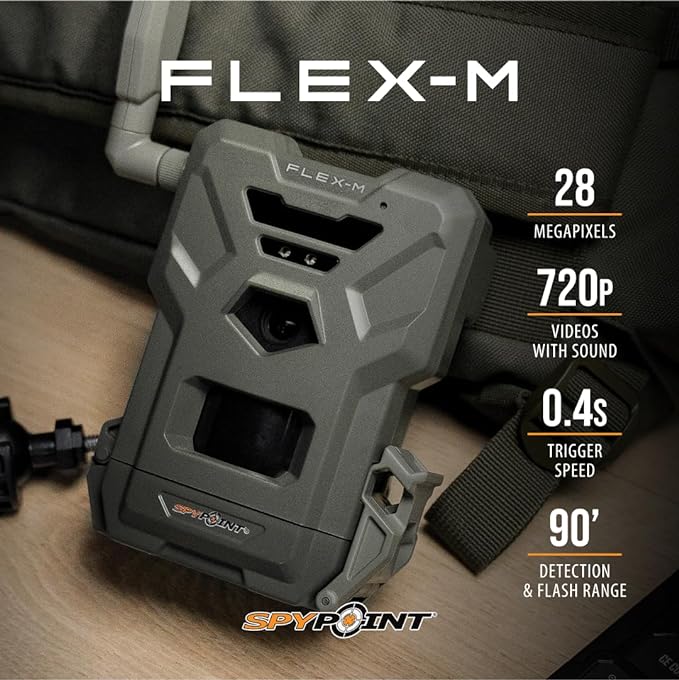 SPYPOINT Flex-M Cellular Trail Camera - Best Hunting Accessories, No WiFi Needed, Night Vision, Motion Activated, Dual-Sim LTE, IP65 Water-Resistant Game Camera, 28MP Photos, 720p Videos + Sound (3)