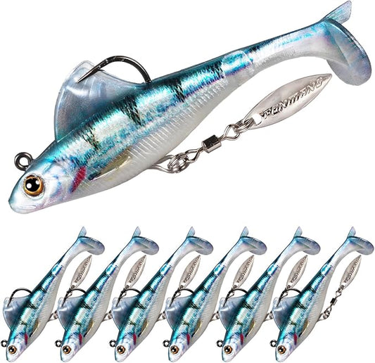 2.5/3.5In Swim Baits for Bass Fishing, Pre-Rigged Jig Heads Soft Plastic Walleye Fishing Lures, Paddle Tail Swimbaits for Bass Fishing, Fishing Bait for Freshwater Saltwater Gifts