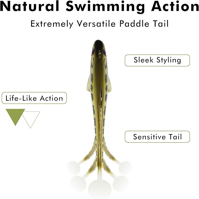 TRUSCEND Easy Catch Pre-Rigged Soft Lures, Unique Vibrating Swim Action and Trembly Sinking Move for More Bites, Amazing Soft Swimbait for Family Fishing, Fishing Lures for Bass Trout Crappie Walleye
