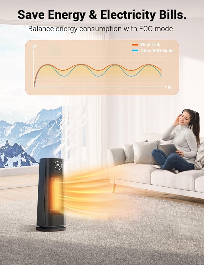 Space Heater for Indoor Use, 1500W Fast Electric Portable Ceramic Heaters with Thermostat, 4 Modes, 24H Timer, 70°Oscillating Room Heater with Remote for Office Bedroom Use, 2023 Upgraded