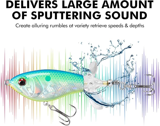 TRUSCEND PoPobait with BKK Hooks, Top Water Plopper Fishing Lures for Bass Walleye Pike Catfish Musky Perch, Floating Lure for Freshwater or Saltwater, Amazing Teasers Fishing Gifts for Family Fishing