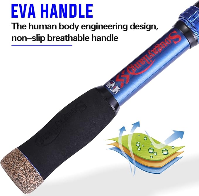 Sougayilang Telescopic Fishing Rod - 24 Ton Carbon Fiber,CNC Machined Reel Seat, Comfortable EVA Handle, Travel Fishing Rod for Bass Trout Fishing