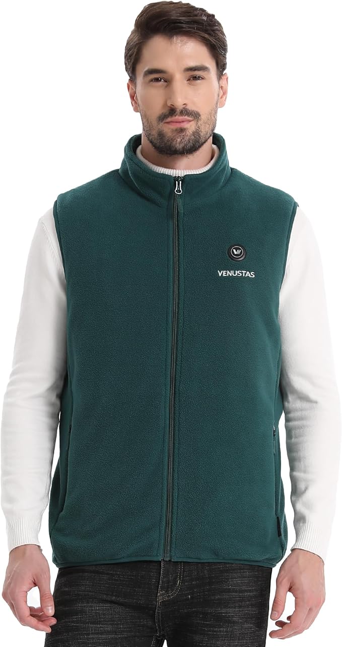 Venustas Men's Fleece Heated Vest with Battery, Lightweight Insulated Electric Vest