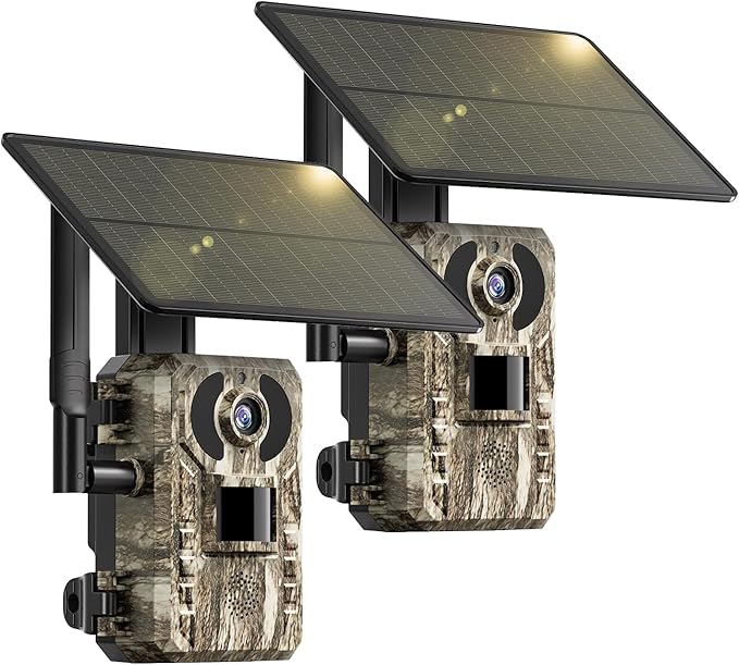 SEHMUA Cellular Trail Cameras with Live Streaming, Built-in 4G LTE SIM Card, Phone Access, Solar Powered Game/Deer Camera, Motion Activated, 0.2s Trigger Time, Low Light Night Vision, IP66 Waterproof