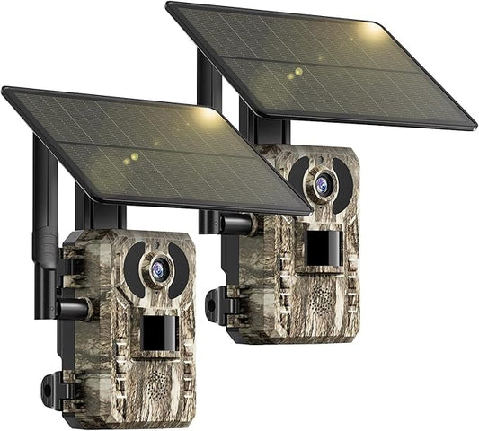 SEHMUA Cellular Trail Cameras with Live Streaming, Built-in 4G LTE SIM Card, Phone Access, Solar Powered Game/Deer Camera, Motion Activated, 0.2s Trigger Time, Low Light Night Vision, IP66 Waterproof