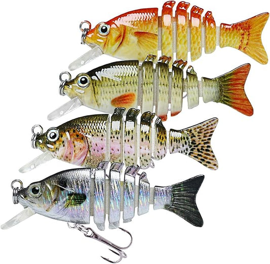 TRUSCEND Easy Catch Swimmax, Magic Noisy Turbulent Wiggling and Vibrating Actions for More Bites, Segmented Swimbait Jointed by Dyneema Strongest Fiber, Lifelike Fishing Lures for Relax Family Fishing