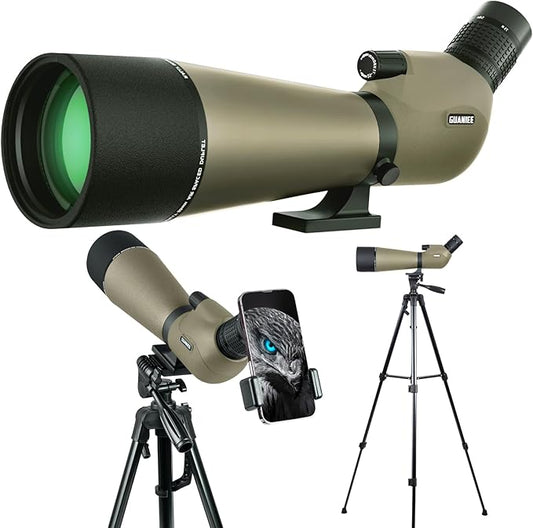 25-75x80 Spotting Scope for Target Shooting with Upgraded Tripod Carrying Bag and Phone Adapter Spotter Scope for Bird Watching, Wildlife Viewing Mud