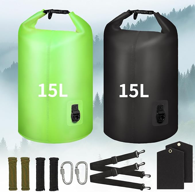Bear Bag Hanging System - 15L Heavy Duty Waterproof Bear Proof Food Storage Kit with Rock Sack 2 Ropes 2 Safety Clips 1 Straps for Hiking, Camping & Backpackin