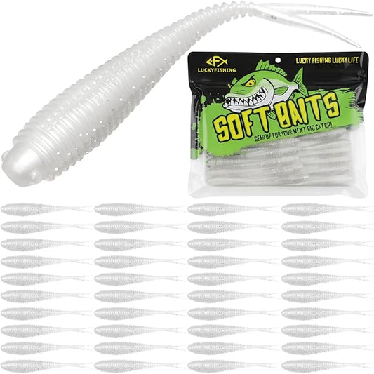 LUCKYFISHING Soft Plastic Baits 20PCS/30PCS/40PCS Forked Tail Fishing Soft Bait for Bass Walleye Trout Crappie Lures 3in/3.5in/4in