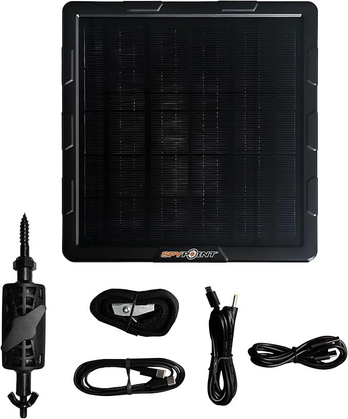 SPYPOINT Flex-M Solar Bundle - Cellular Trail Camera with Solar Panel, Best in Hunting Accessories, No WiFi Needed, GPS, Night Vision, Motion Activated, Dual-Sim LTE, IP65 Water-Resistant Game Camera