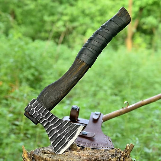 AX-7000 Custom Gift Forged Carbon Steel Viking Axe with Ash Wood Handle, Throwing Axe, Camping Axe (AX-7003)