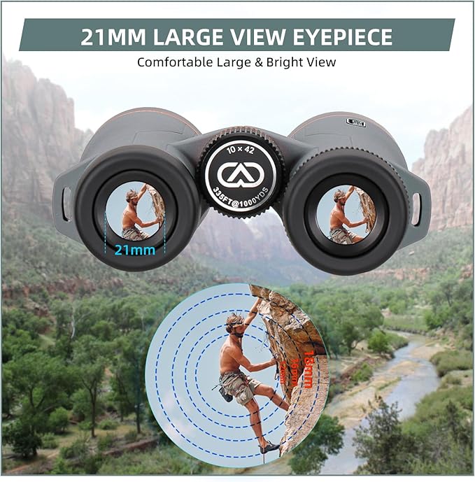 10x42 ED Binoculars for Adults High Powered with Phone Adapter, Waterproof Binoculars with ED Lenses, Super Bright Clear for Bird Watching, Hiking, Cruise Ship, Wildlife Viewing and Outdoor Activities