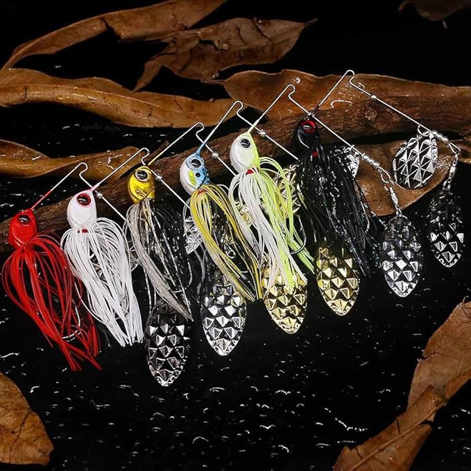 XFISHMAN-Spinner-Baits-for-Bass-Fishing-Lures-Colorado Blade Spinnerbait Set 1/4 oz & 3/8 oz 6 Colors for Bass Pike Crappie & Trout Fishing