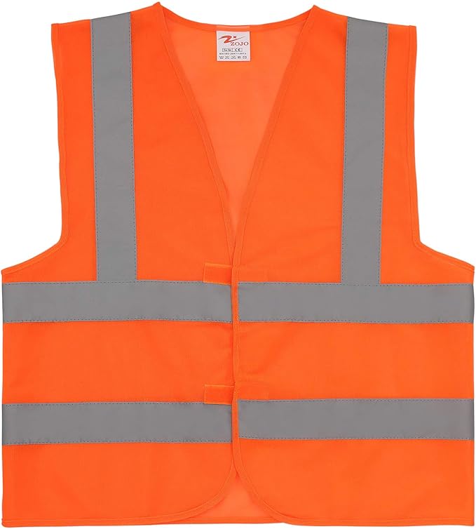 zojo Normal Visibility Reflective Vests,12PCS, Adjustable Size,Thin Safety Vest for Outdoor Works, (Neon Orange Thin Version)