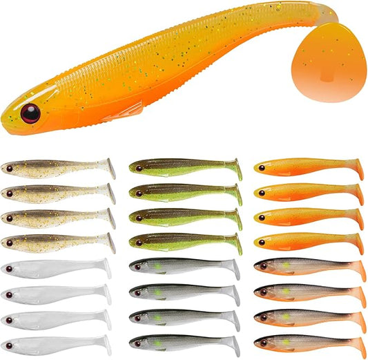 TRUSCEND Easy Catch Soft Lures, Unique Vibrating Swim Action and Trembly Sinking Move for More Bites, Amazing Soft Swimbaits for Family Fishing, Well-Made Fishing Lures for Bass Trout Crappie Walleye