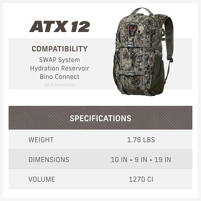 Badlands ATX 12 Hunting Pack - All-Terrain Xtreme Tactical Backpack, Lightweight, Water Resistant, Approach GT