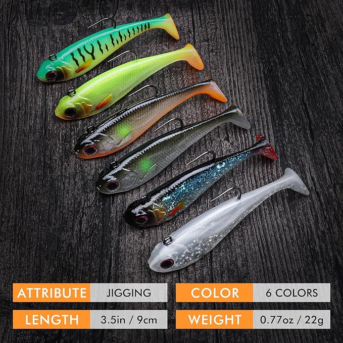 TRUSCEND Pre-rigged Fishing Jig Lures for Freshwater and Saltwater, Innovative Super Durable TPE Bass Lures, Lifelike Shrimp Crayfish Swimbait, Weedless Lure for Crappie Trout Walleye, Keep Separately
