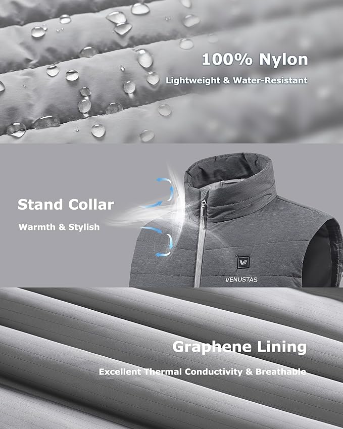 Venustas Men's Heated Vest with Battery, Lightweight Quilted Vest for Men