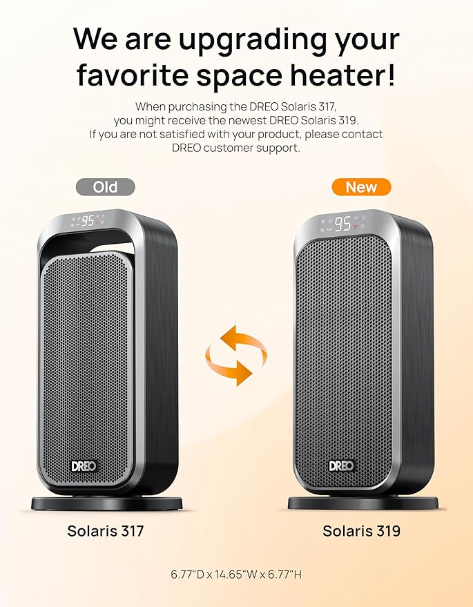 Dreo Space Heater, 1500W Fast Heating Portable Heaters for Indoor Use, 8 Safe Protection for Desk Office Bedroom, 70° Oscillation, Quiet Electric PTC Ceramic with Remote, 12H Timer