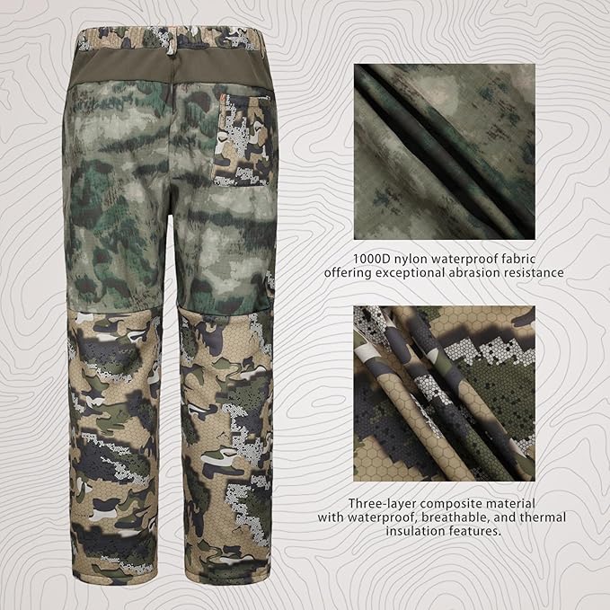 UIIHUNT Hunting Clothes for Men with Fleece Lining: Safety Strap Compatible Water Resistant Silent Hunting Jacket and Pants