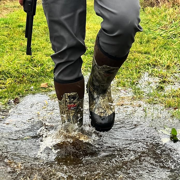 8 Fans Rubber Hunting Boots with 1000G Thinsulate Insulation,Next Camo Waterproof Rubber Mud Muck Boots with 5mm Neoprene for Men