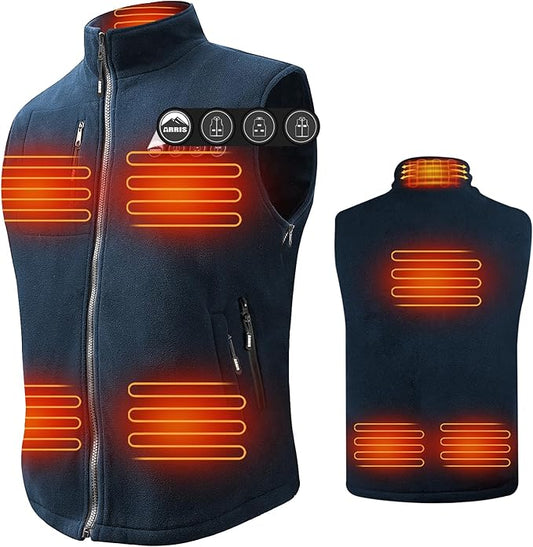 ARRIS Fleece Heated Vest for Men with Battery Pack Included, Size Adjustable 8 Heating Zones for Hunting