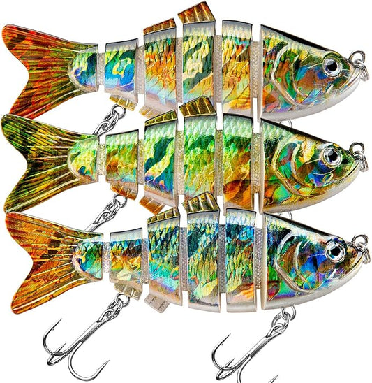 Bass Fishing Lure for Freshwater and Saltwater Lifelike Fishing Lures Multi Jointed Swimbait for Bass Trout Crappie Walleye Pike Fishing Gifts for Men