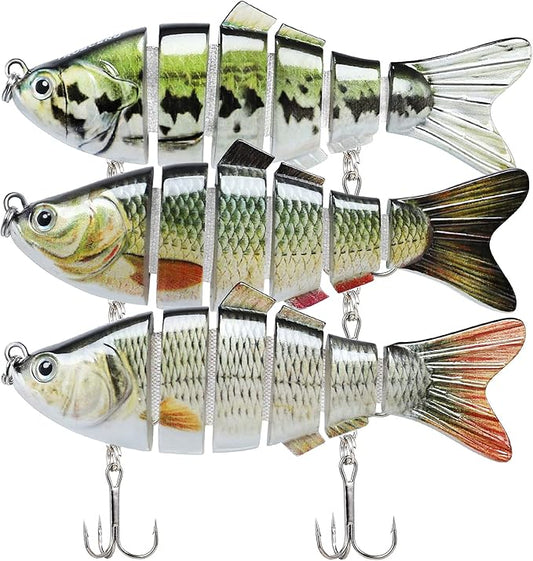 TRUSCEND Easy Catch Swimmax, Magic Noisy Turbulent Wiggling and Vibrating Actions for More Bites, Segmented Swimbait Jointed by Dyneema Strongest Fiber, Lifelike Fishing Lures for Relax Family Fishing