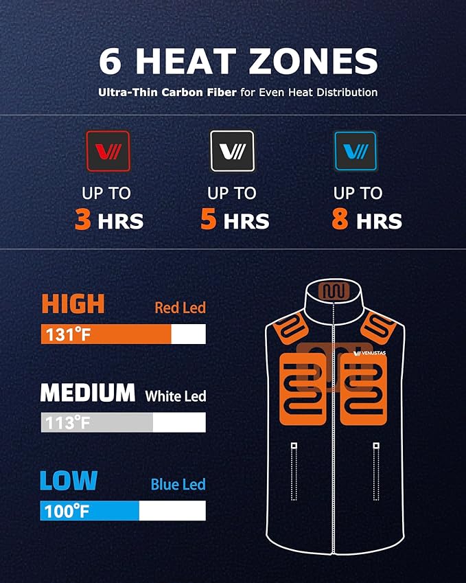 Venustas Men's Fleece Heated Vest with Battery, Lightweight Insulated Electric Vest