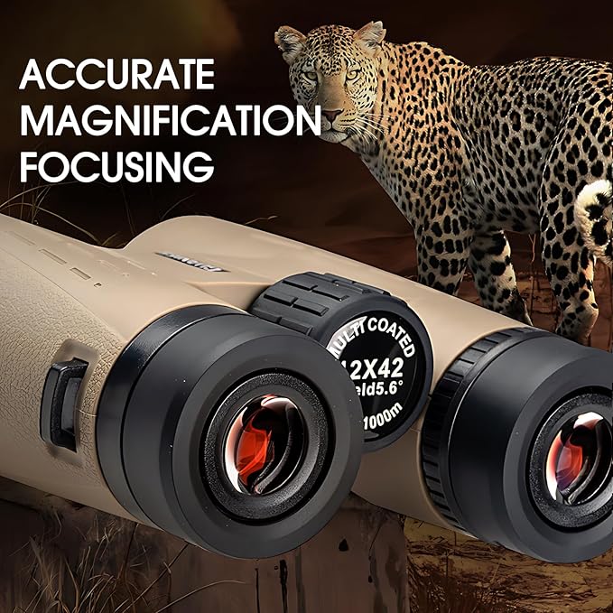 12x42 HD Binoculars for Adults High Powered Binoculars with Upgraded Phone Adapter Waterproof Compact Binocular with Low Light Night Vision for Bird Watching Hunting Outdoor Sports Concerts Black