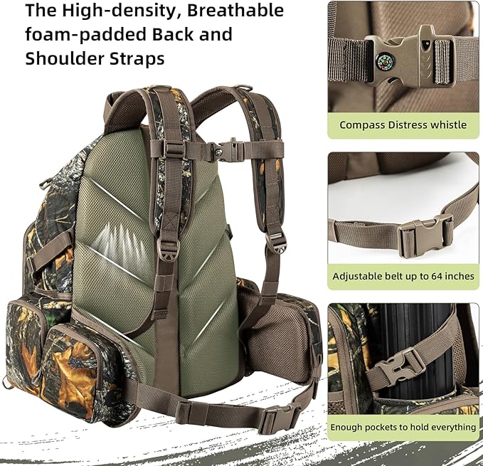Waterproof Camo Hunting Backpack for Men - 35L Day Pack, Hunting Gear and Gifts - BlessedLeaf