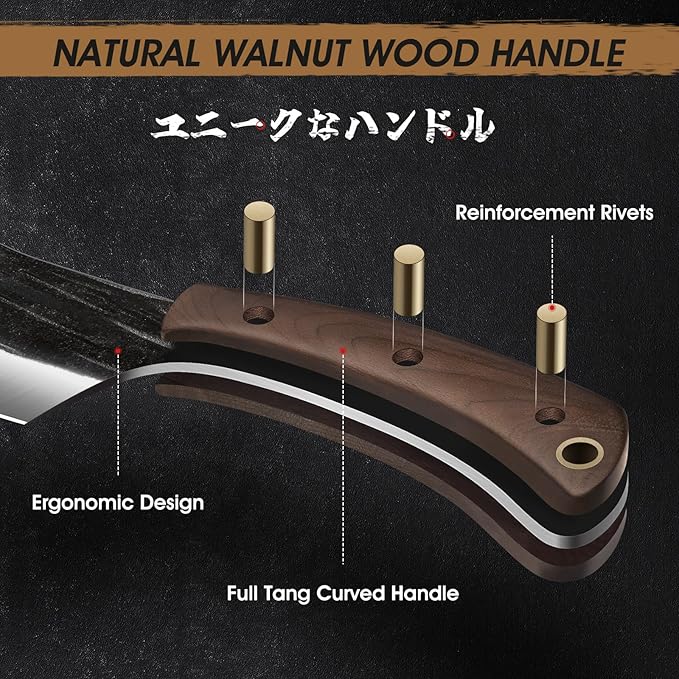 6 Inch Cleaver Knife, Hand Forged Vegetable Meat Cleaver, Full Tang Chopper Butcher Knife for Meat Cutting for Kitchen, Outdoor Cooking, Camping